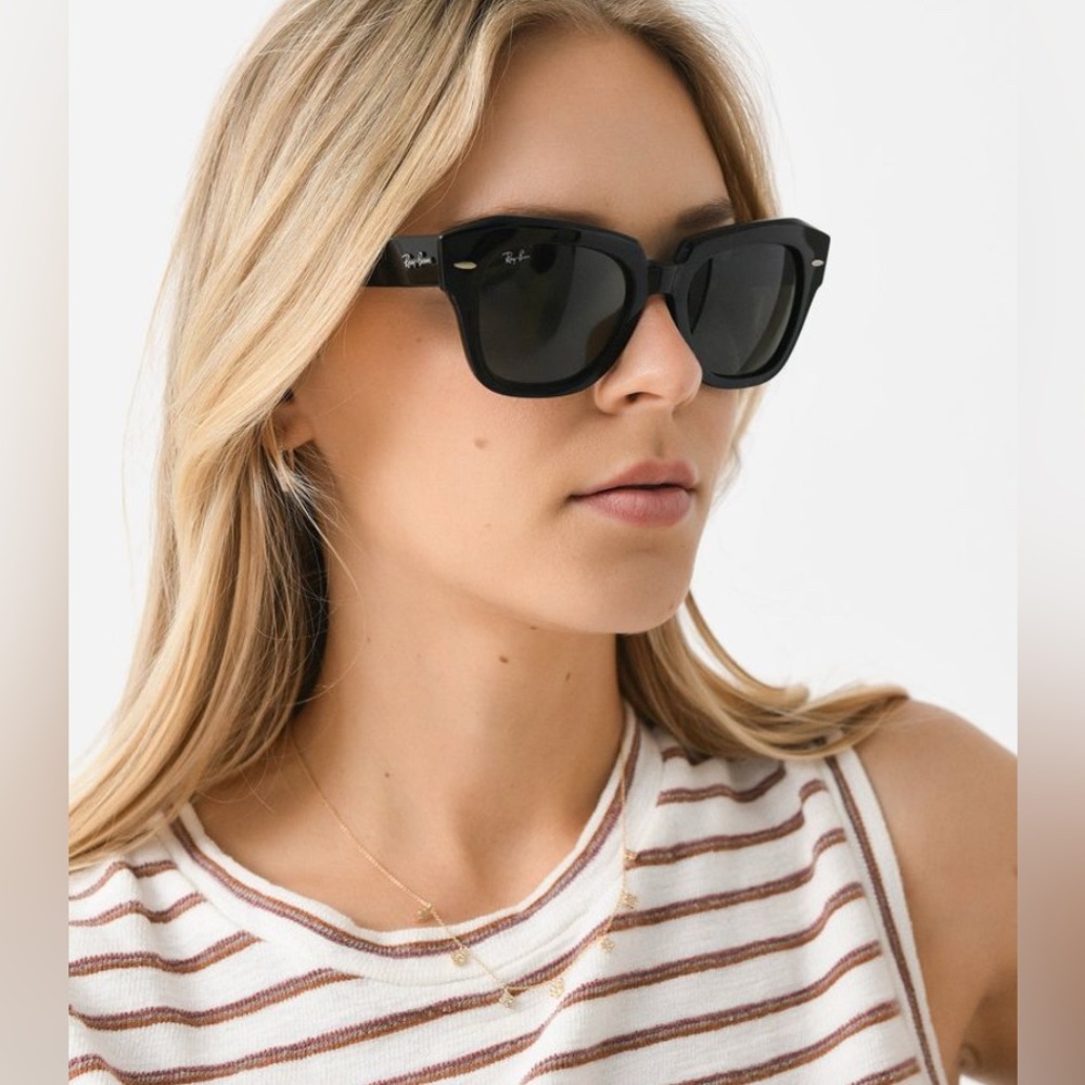 Womens State Street Black w/ Green G15 Lens RB2186 Black 90/31 49-145 - Picture 4 of 16